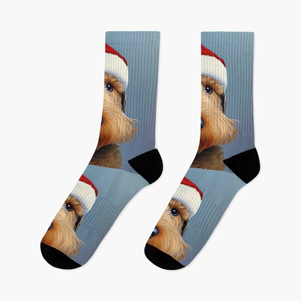 Item preview, Christmas Airedale Terrier Wearing A Santa Hat designed and sold by ZenEverAI.