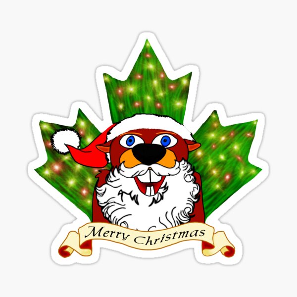 Santa Beaver Sticker
