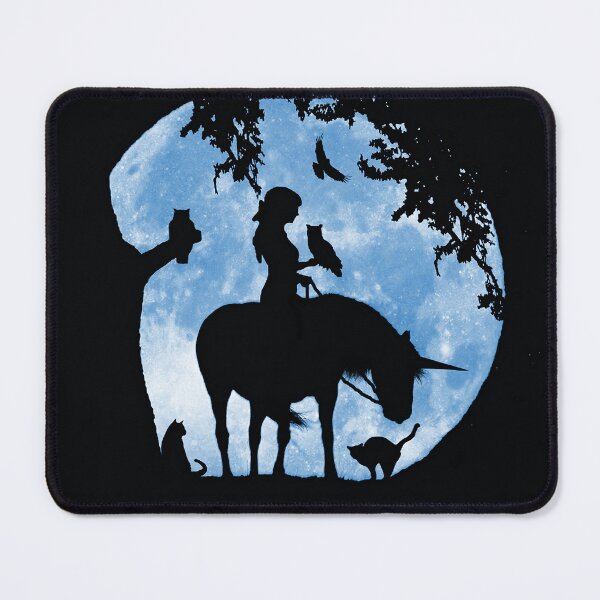 Item preview, Unicorn Girl with Owls Cats and Raven Full Moon Fantasy designed and sold by Stephanie Laird.