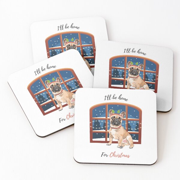 Item preview, I'll Be Home For Christmas with French Bulldog Dog in Front of Window designed and sold by SeasonalDogs.