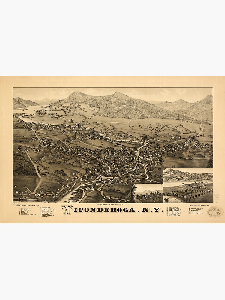 "Ticonderoga, New York (1884)" Sticker for Sale by allhistory Redbubble