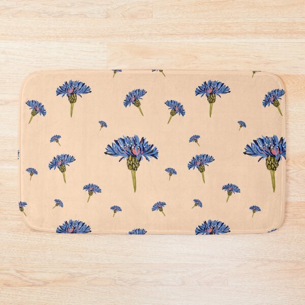 Artikelvorschau, Flower blue violet pattern hand drawn watercolor peach entworfen und verkauft von Yana Mustafina | Boho Soulful Designs.