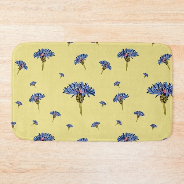 Aperçu de l'œuvre Flower blue violet pattern hand drawn watercolor yellow créée et vendue par Yana Mustafina | Boho Soulful Designs.