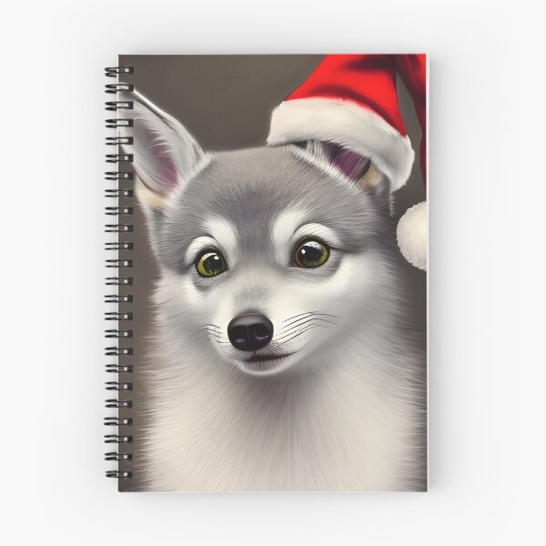 Item preview, Christmas Alaskan Klee Kai Wearing A Santa Hat designed and sold by ZenEverAI.