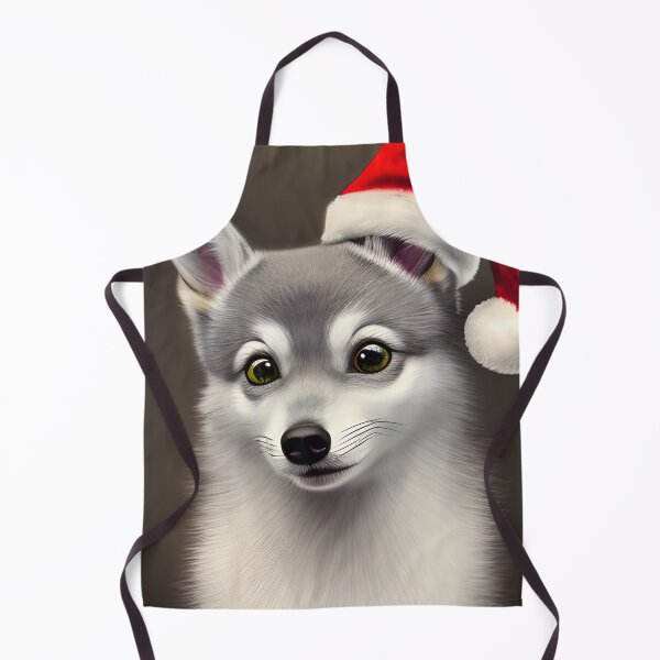 Item preview, Christmas Alaskan Klee Kai Wearing A Santa Hat designed and sold by ZenEverAI.