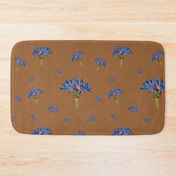 Artikelvorschau, Flower blue violet pattern hand drawn watercolor brown entworfen und verkauft von Yana Mustafina | Boho Soulful Designs.
