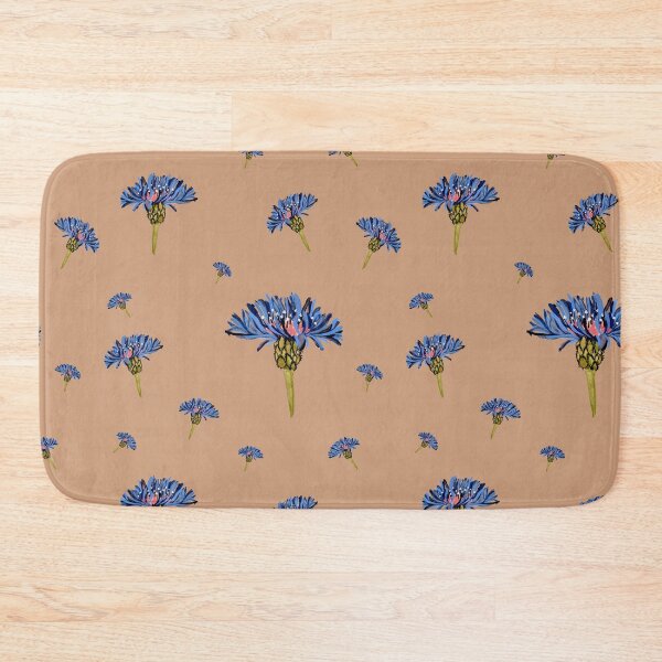 Artikelvorschau, Flower blue violet pattern hand drawn watercolor beige entworfen und verkauft von Yana Mustafina | Boho Soulful Designs.