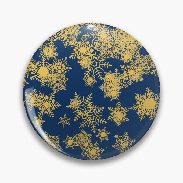 Artikelvorschau, Blizzard - Goldene Schneeflocken auf blauem Hintergrund entworfen und verkauft von illustratious.