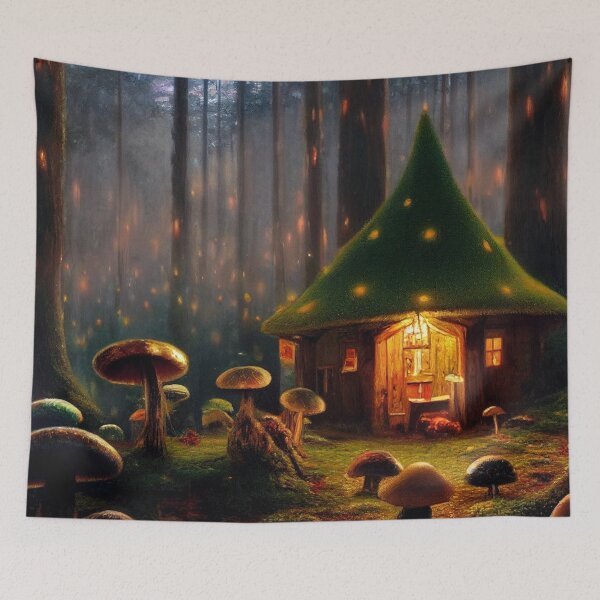 Item preview, Forest cabin with fairytale magic - Fantasy dream designed and sold by Monkyra.