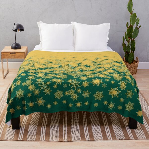 Item preview, Blizzard - Golden snowflakes on a green background designed and sold by illustratious.