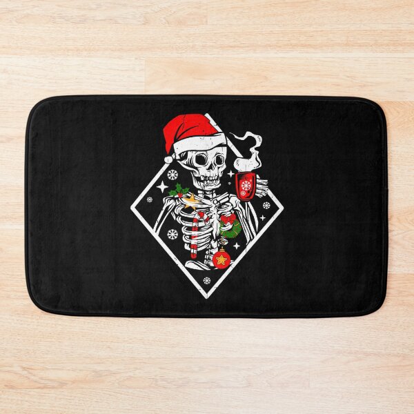 Item preview, Funny Vintage Christmas Skeleton With Smiling Skull Drinking Coffee Latte Hot Cocoa Lover designed and sold by GraphifyArt.