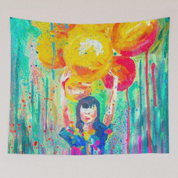 Item preview, Girl Dancing with Balloons designed and sold by ArtbyLaurenLiz.