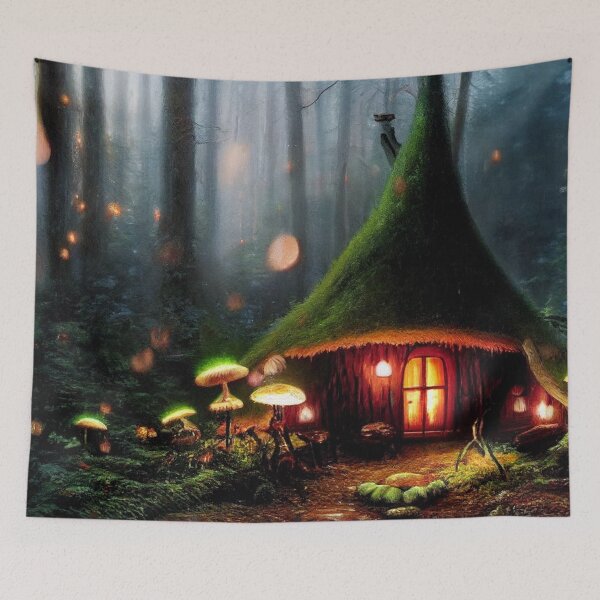 Item preview, Forest cabin with fairytale magic - Fantasy dream designed and sold by Monkyra.