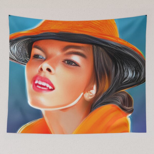 Item preview, Beautiful Lady With Orange Hat designed and sold by The Love Quill.