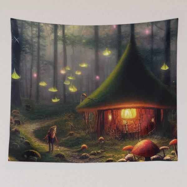 Item preview, Forest cabin with fairytale magic - Fantasy dream designed and sold by Monkyra.