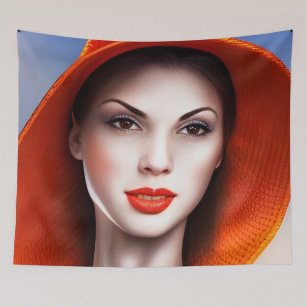 Item preview, Beautiful Lady With Orange Hat designed and sold by The Love Quill.
