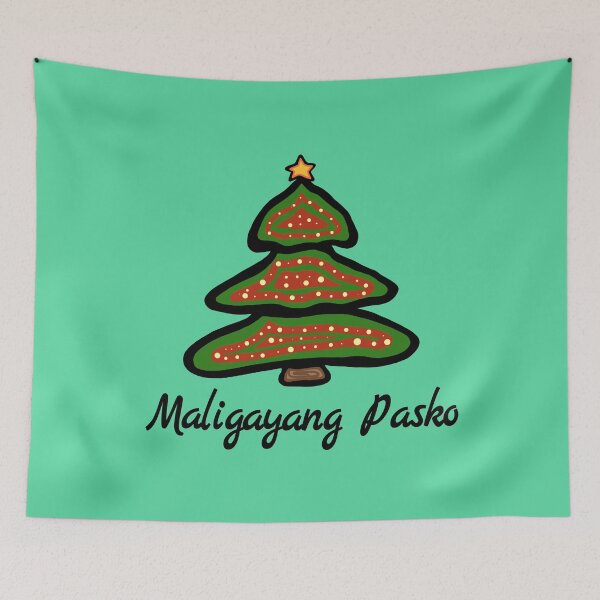 Item preview, Maligayang Pasko Filipino Christmas Tree Filipinos Greeting designed and sold by MagicBoutique.