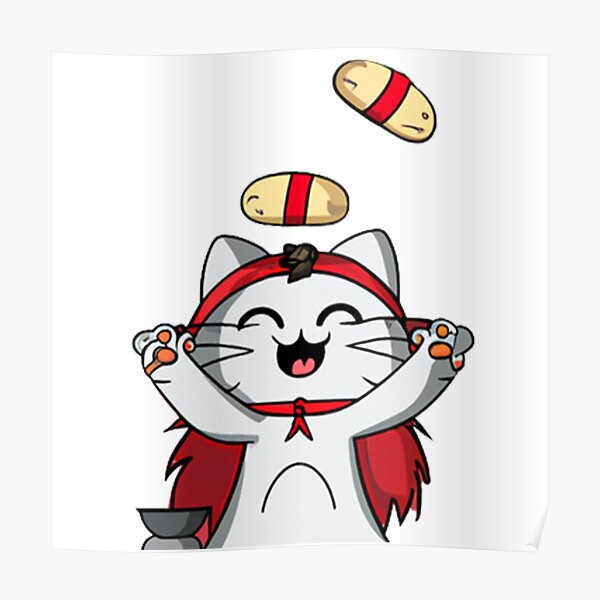 sushi juggler cat,kawaii Poster