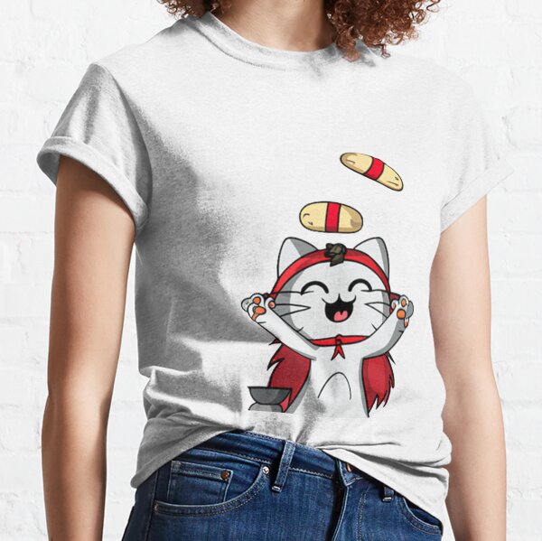 Chat jongleur de sushi,kawaii T-shirt classique