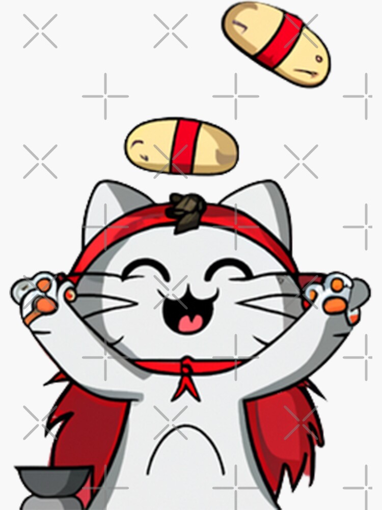 sushi juggler cat,kawaii by lovcyberpunkart