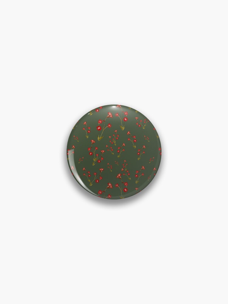 Thumbnail 1 von 3, Button, Flower red pattern a cute watercolor illustration green designt und verkauft von calligramus.