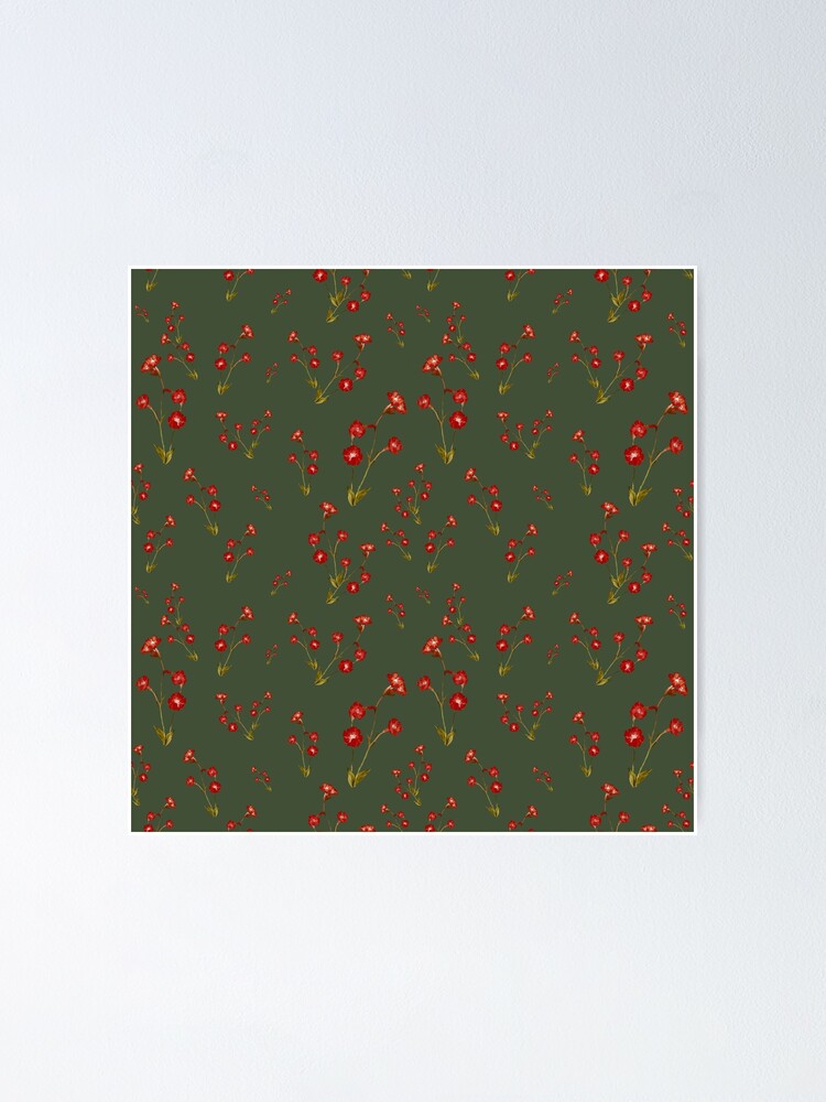Thumbnail 1 von 3, Poster, Flower red pattern a cute watercolor illustration green designt und verkauft von calligramus.