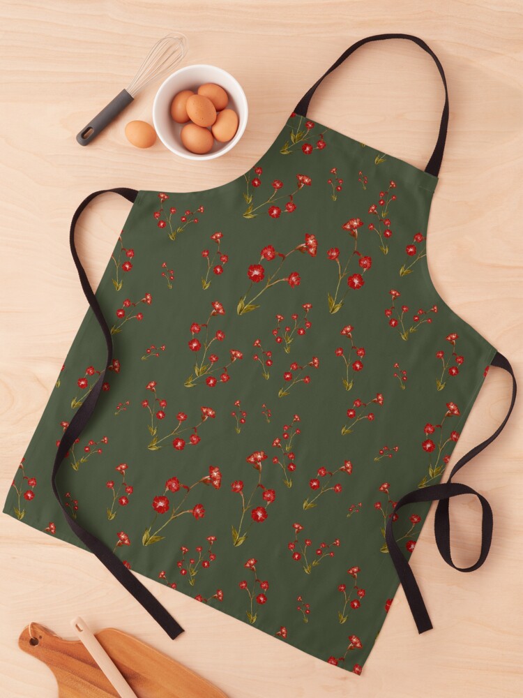 Thumbnail 1 von 6, Schürze, Flower red pattern a cute watercolor illustration green designt und verkauft von calligramus.