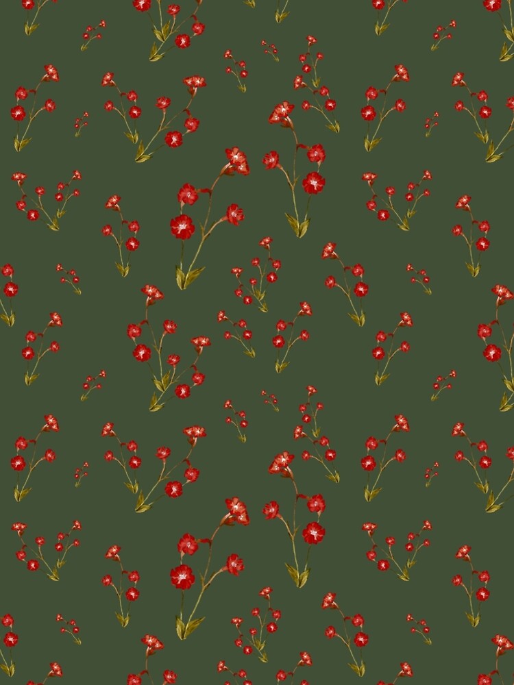 Aperçu 5 sur 5. Robe trapèze avec l'œuvre Flower red pattern a cute watercolor illustration green créée et vendue par calligramus.