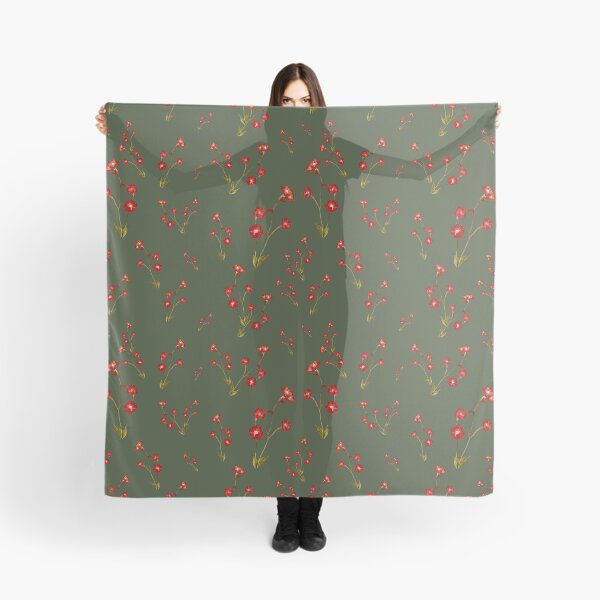 Artikelvorschau, Flower red pattern a cute watercolor illustration green entworfen und verkauft von Yana Mustafina | Boho Soulful Designs.