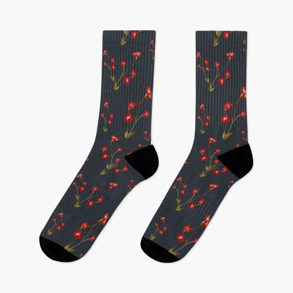 Artikelvorschau, Flower red pattern a cute watercolor illustration grey entworfen und verkauft von Yana Mustafina | Boho Soulful Designs.