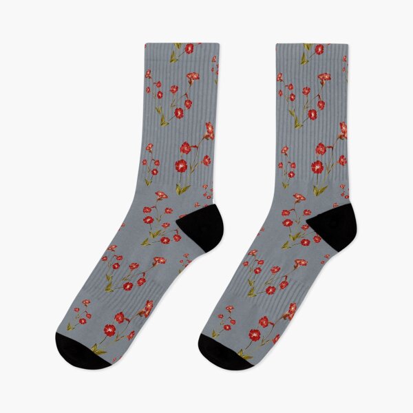 Artikelvorschau, Flower red grey pattern a cute watercolor illustration entworfen und verkauft von Yana Mustafina | Boho Soulful Designs.