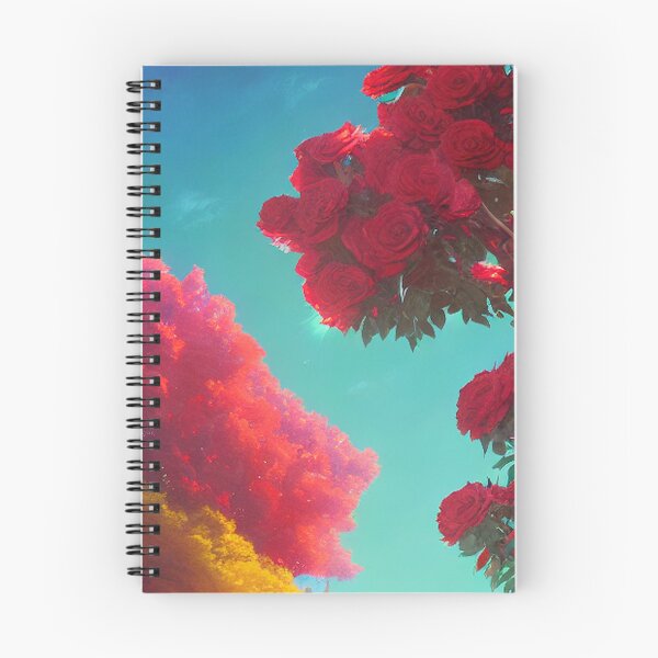 Item preview, Blue sky with yellow and red tree with a large bouquet of red roses designed and sold by ValleyDream.