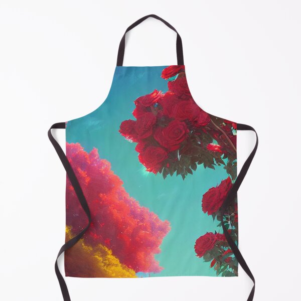 Item preview, Blue sky with yellow and red tree with a large bouquet of red roses designed and sold by ValleyDream.