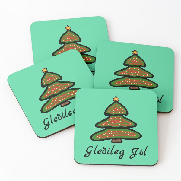 Item preview, Gledileg Jol Iceland Christmas Tree Icelandic Greeting designed and sold by MagicBoutique.