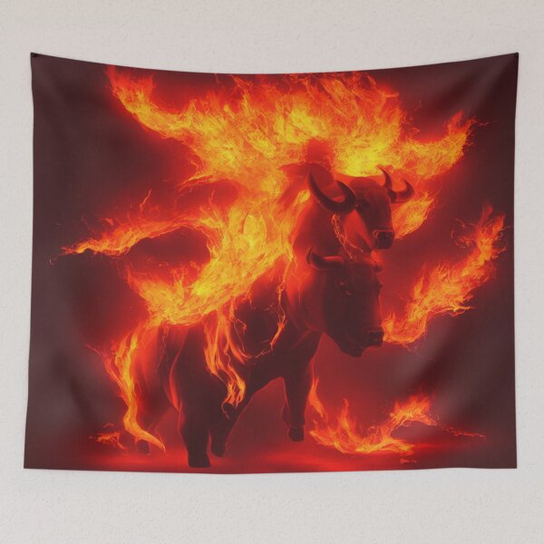 Item preview, Bull with a Body of Flames Digital Art designed and sold by DesignerKin.