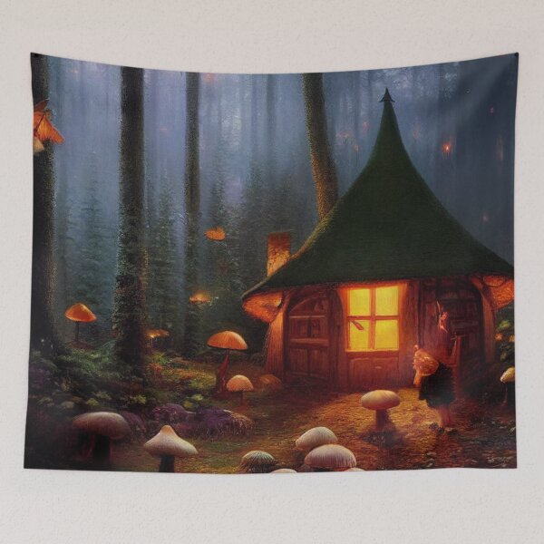 Item preview, Forest cabin with fairytale magic - Fantasy dream designed and sold by Monkyra.