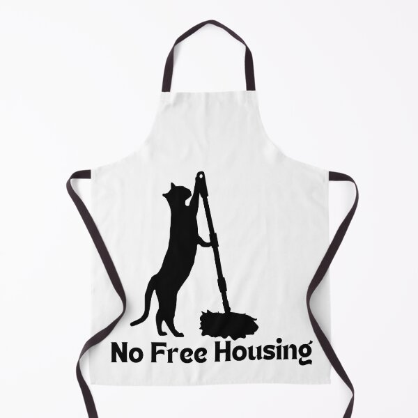 Item preview, No Free Housing Cat Doing Chores designed and sold by Pink Ribbon.