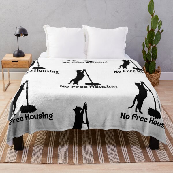 Item preview, No Free Housing Cat Doing Chores designed and sold by Pink Ribbon.