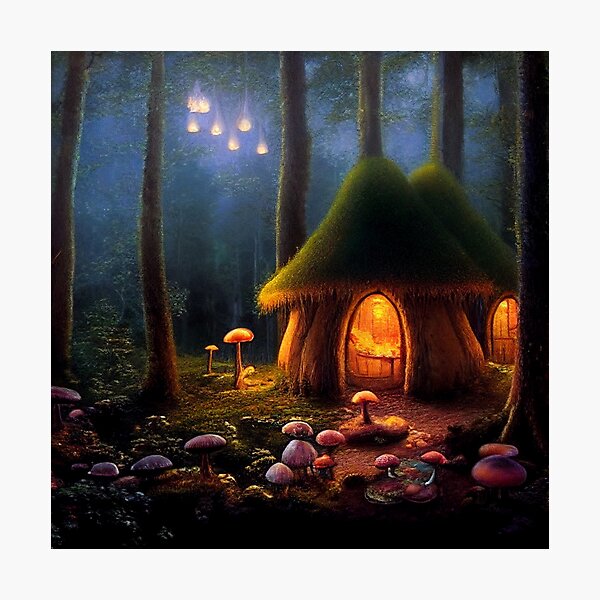 Item preview, Forest cabin with fairytale magic - Fantasy dream designed and sold by Monkyra.