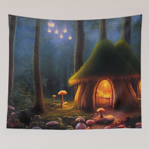 Item preview, Forest cabin with fairytale magic - Fantasy dream designed and sold by Monkyra.