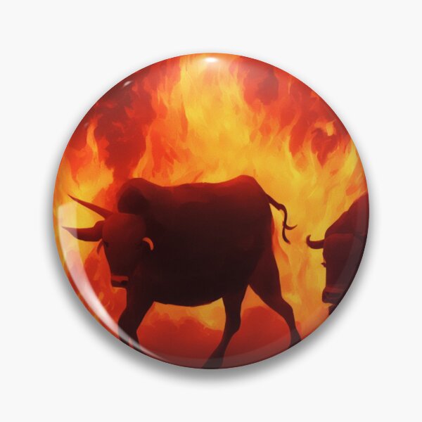 Item preview, Bulls with a Body of Red Flames Digital Art designed and sold by DesignerKin.