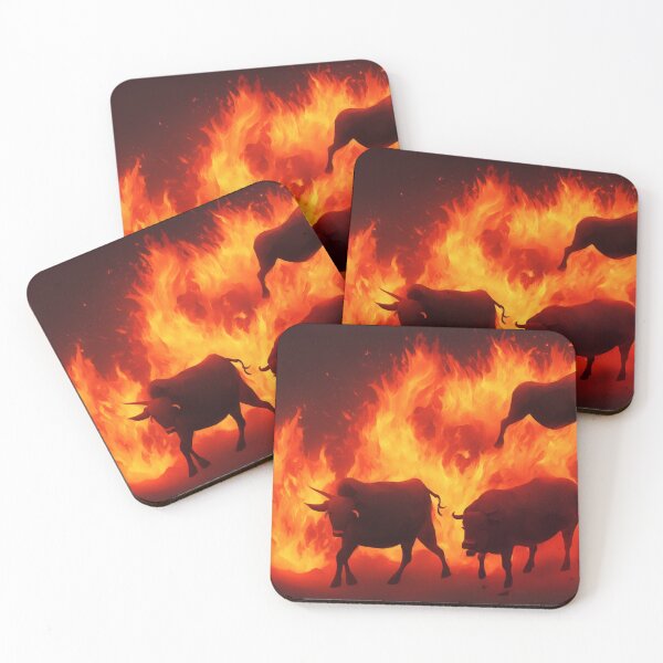 Item preview, Bulls with a Body of Red Flames Digital Art designed and sold by DesignerKin.