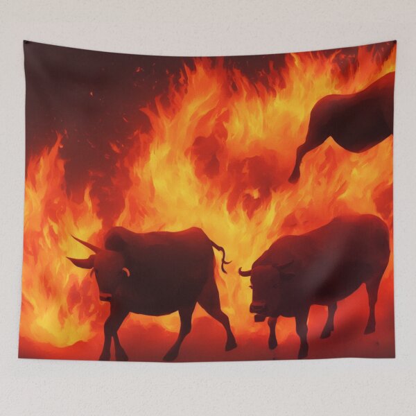 Item preview, Bulls with a Body of Red Flames Digital Art designed and sold by DesignerKin.