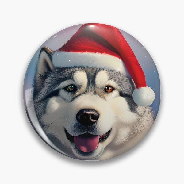 Item preview, Christmas Alaskan Malamute Wearing A Santa Hat designed and sold by ZenEverAI.