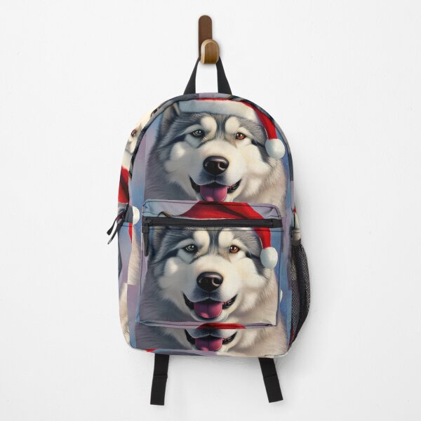 Item preview, Christmas Alaskan Malamute Wearing A Santa Hat designed and sold by ZenEverAI.