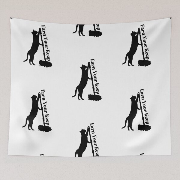 Item preview, Earn Your Keep Cat Doing Chores designed and sold by Pink Ribbon.