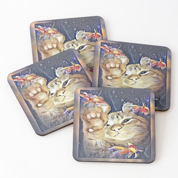 Item preview, Ginger cat and goldfishs designed and sold by Cyberomiz.