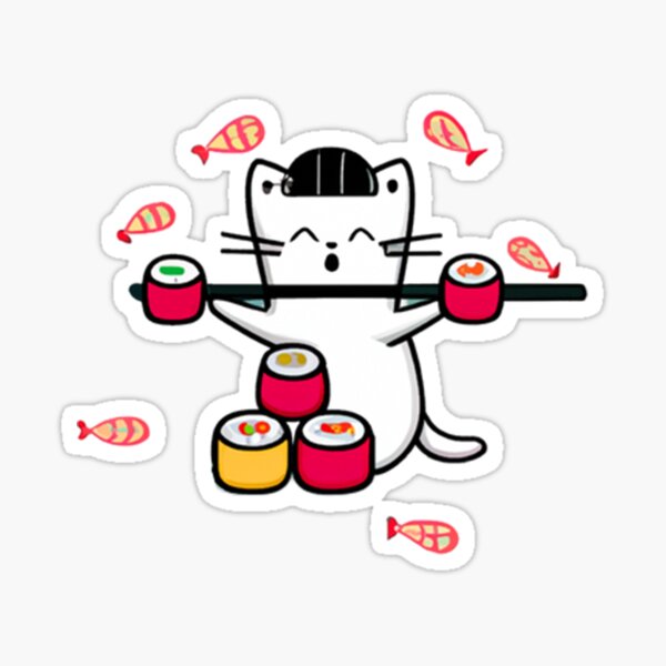 the cat king of sushi Sticker
