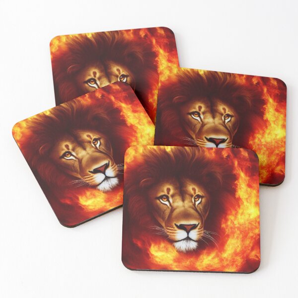 Item preview, Lions with a Red Body of Flames Digital Art designed and sold by DesignerKin.
