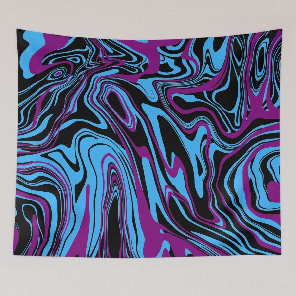 Item preview, Retro Liquid Blue and Purple Marble Swirl Contemporary Pattern  designed and sold by Shaloj.